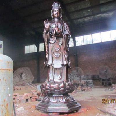 銅雕戶(hù)外園林景觀(guān)寺廟送子觀(guān)音雕塑