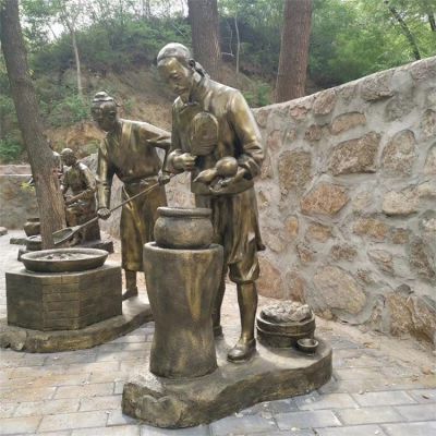 制藥人物場(chǎng)景雕塑，古代煉藥制藥情景雕塑