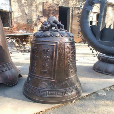 鑄銅鐘，寺廟可敲擊銅質(zhì)吊鐘