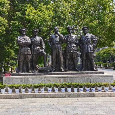 一代英豪，中國近代革命人物，周恩來、賀龍、葉挺、劉伯承、朱德偉人銅雕群