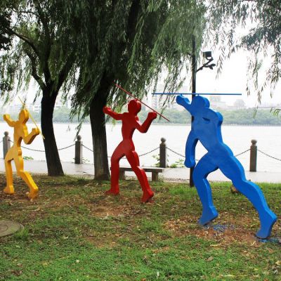 擲標(biāo)槍，不銹鋼剪影運(yùn)動(dòng)人物雕塑