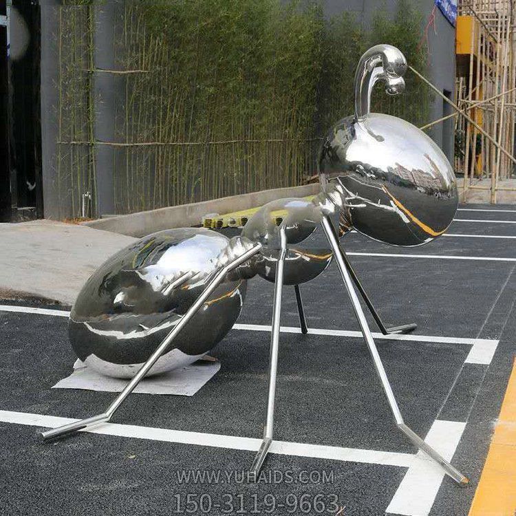 大個不銹鋼鏡面螞蟻，園林昆蟲擺件雕塑