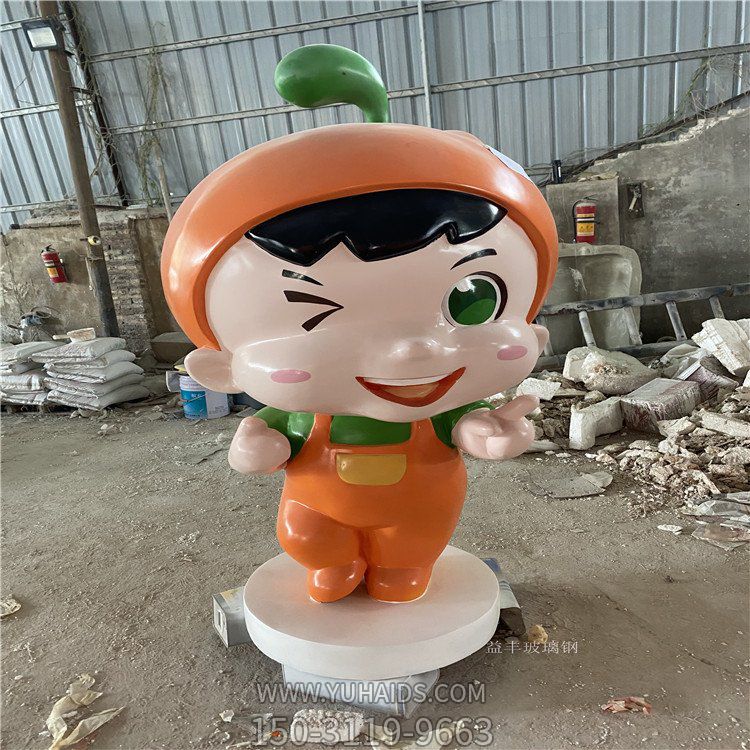 玻璃鋼卡通人物，橘子橙子公仔形象雕塑