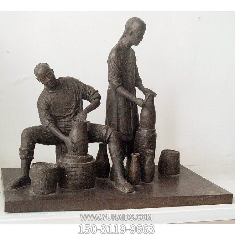 陶瓷主題人物雕塑，廣場景觀仿銅戶外園林大型人物景觀雕塑