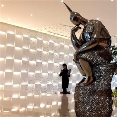 商場創(chuàng)意不銹鋼抽象思考的抽象人物雕塑