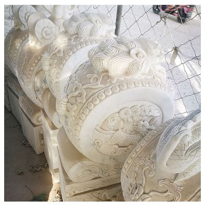 漢白玉抱鼓石門墩大型擺件酒店門口裝飾工藝雕塑