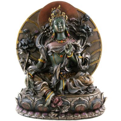 玻璃鋼仿銅彩繪福雕塑度母雕塑