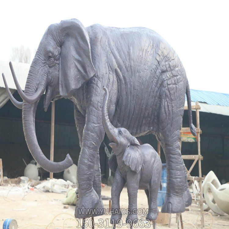玻璃鋼母子象，大象雕塑