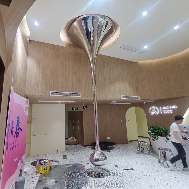 室內裝飾創(chuàng)意不銹鋼鏡面水滴景觀擺件雕塑