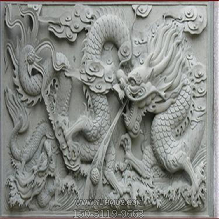 龍紋高浮雕，大理石石刻龍浮雕雕塑