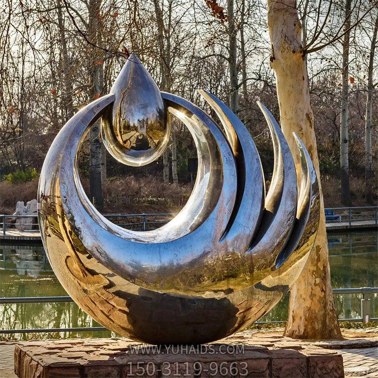 不銹鋼水滴與手，創(chuàng)意景觀雕塑