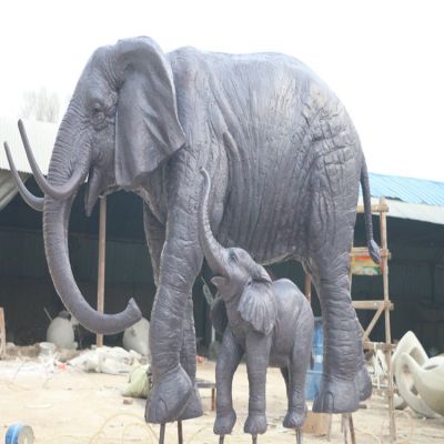 玻璃鋼母子象，大象雕塑