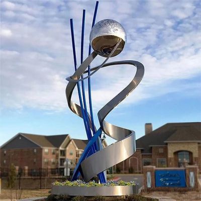 抽象不銹鋼鏡面飄帶擺件公園廣場景觀落地小品