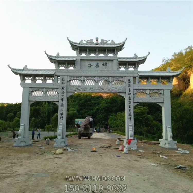 石雕牌坊仿古村口景區(qū)寺廟門(mén)口裝飾優(yōu)質(zhì)天然石材雕塑