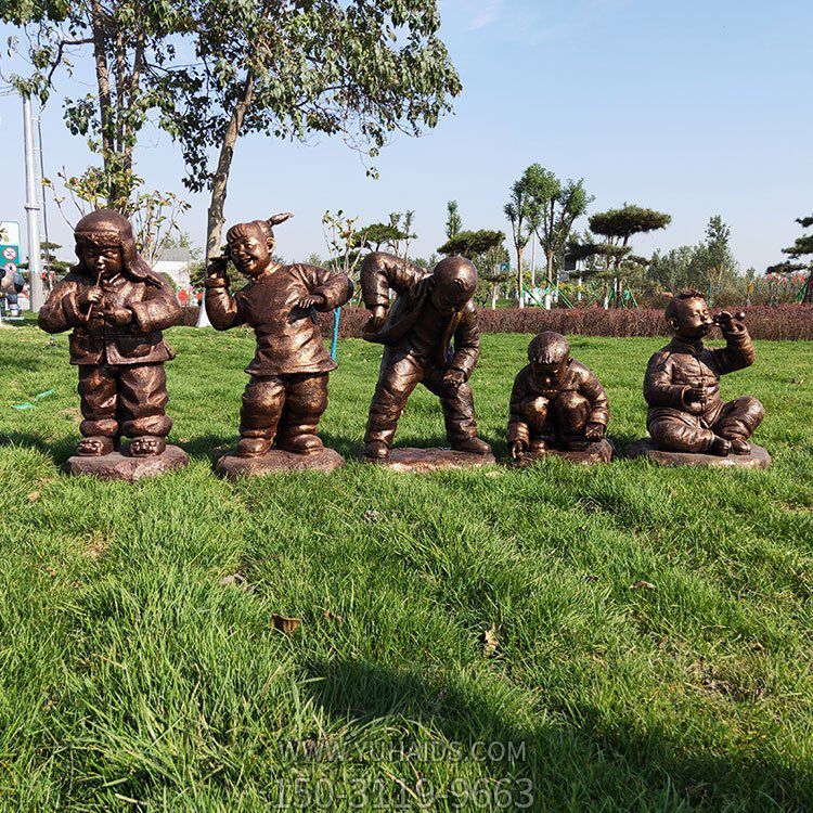 鑄銅小孩子，童趣系列小孩銅雕