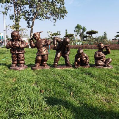 鑄銅小孩子，童趣系列小孩銅雕