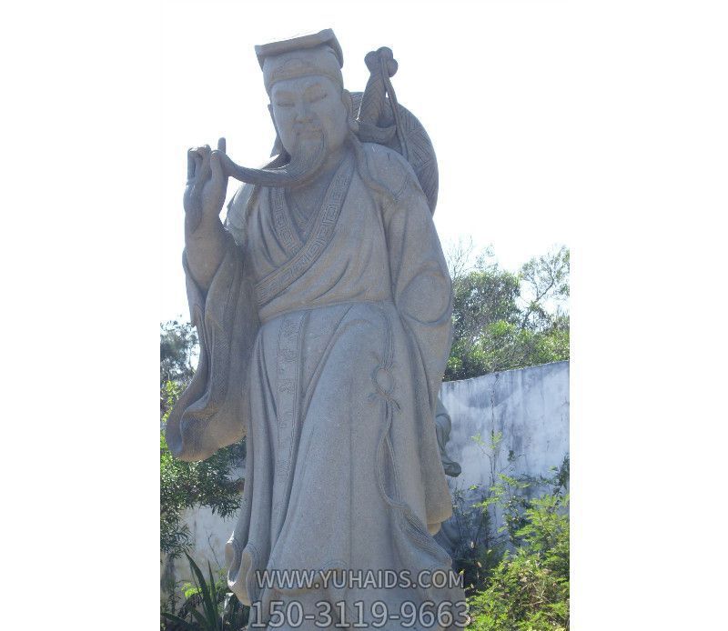 戶(hù)外景區(qū)大理石石雕摸胡子的呂洞賓雕塑