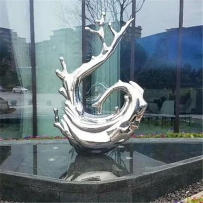 不銹鋼浪花雕塑，園林水景裝飾景觀擺件