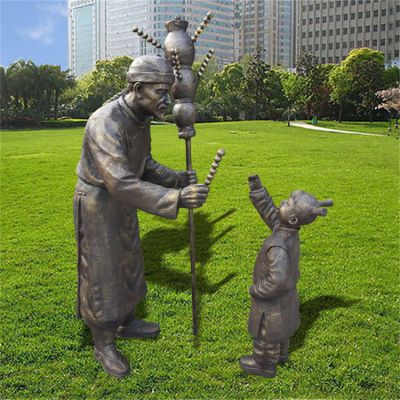 園林廣場玻璃鋼仿銅人物雕塑、