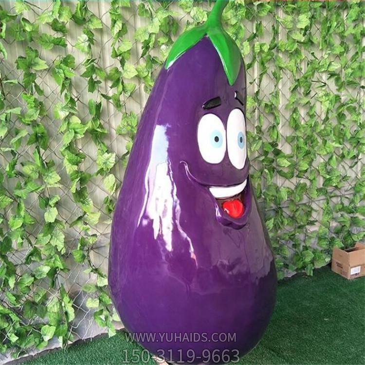 農(nóng)場戶外草地擺放玻璃鋼蔬菜茄子小品雕塑