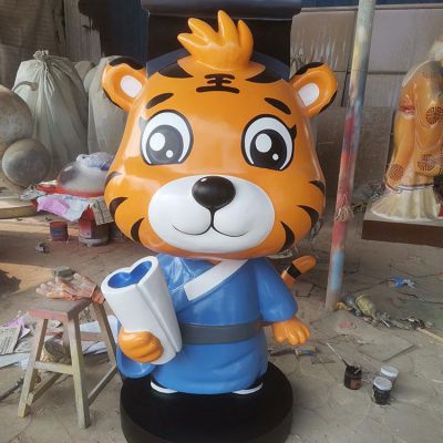 卡通老虎，玻璃鋼老虎雕塑擺件