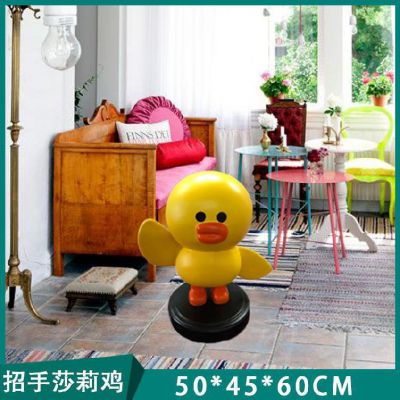 幼兒園戶(hù)外擺放招手玻璃鋼小雞雕塑