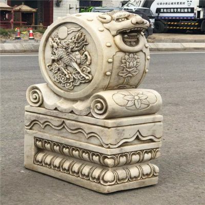 漢白玉仿古石門墩，庭院大門抱鼓石