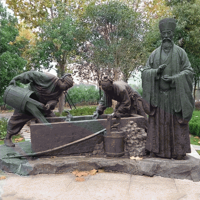 歷史名人張潛，張潛煉銅情景銅雕塑