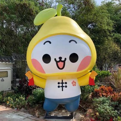 玻璃鋼鴨梨公仔，卡通植物公仔雕塑