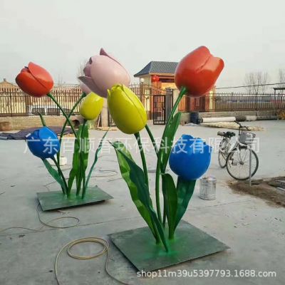 不銹鋼仿真植物戶外景觀商場(chǎng)美陳裝飾花朵雕塑