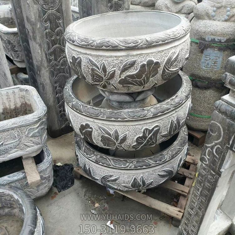 石雕魚(yú)缸青石花盆庭院水缸仿古天然流水?dāng)[件雕塑