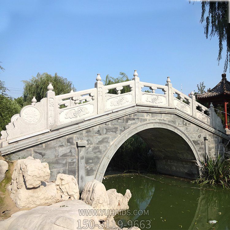 大理石石雕戶(hù)外園林景觀大型拱橋欄桿欄板雕塑