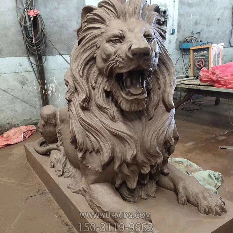 西方歐式臥獅泥雕企業(yè)門口擺件雕塑