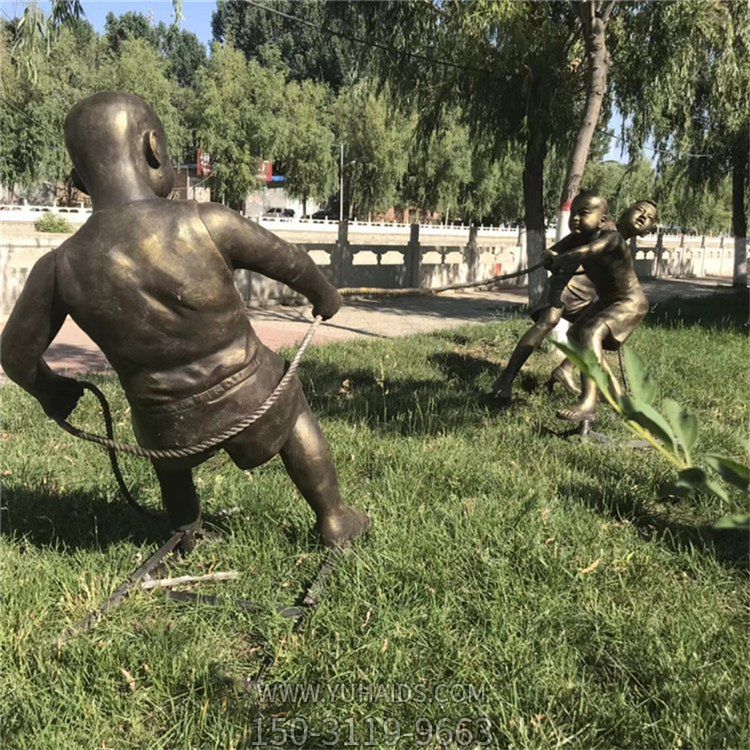 拔河，玻璃鋼民俗生活場景雕塑