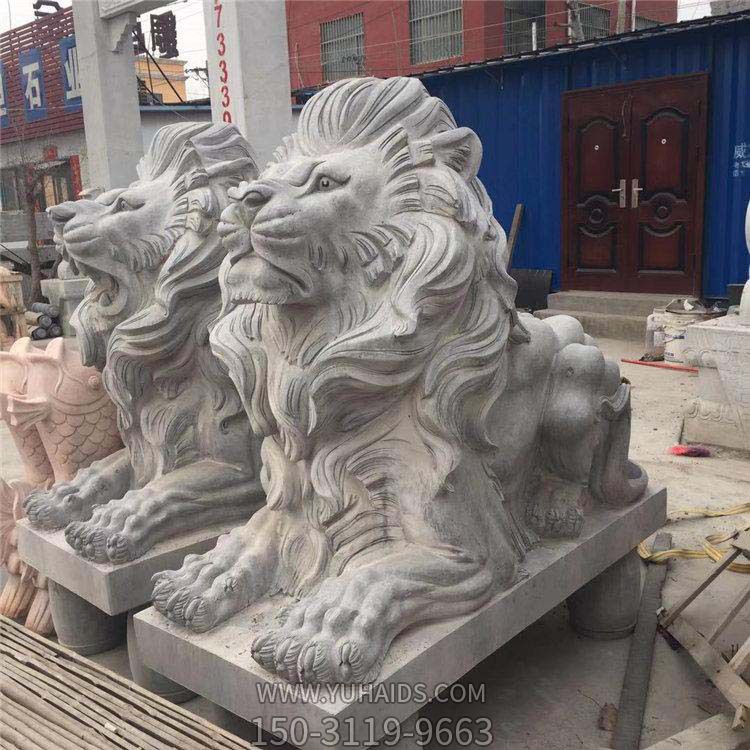公園景區(qū)大型青石石雕一對獅子雕塑 公園景區(qū)大型青石石雕一對獅子雕塑