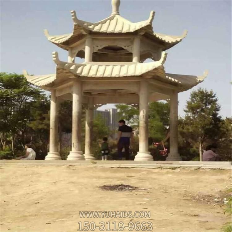 雙層戶(hù)外園林景觀(guān)中式六角涼亭雕塑