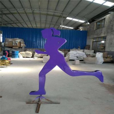 不銹鋼噴漆剪影跑步運(yùn)動人物公園草地擺放運(yùn)動標(biāo)識雕塑