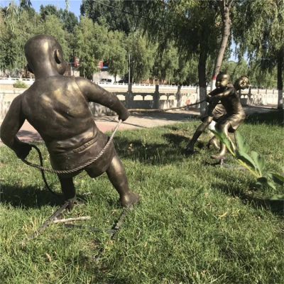拔河，玻璃鋼民俗生活場景雕塑