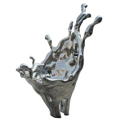 不銹鋼鏡面創(chuàng)意海浪雕塑 戶(hù)外擺件