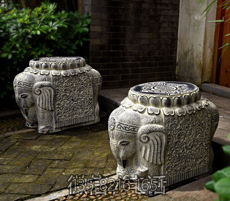 吉祥小象石門墩，庭院別墅仿古抱鼓石
