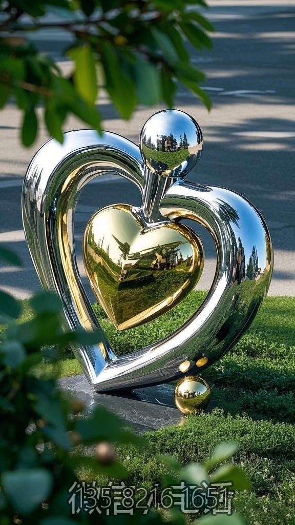 鏡面不銹鋼心形雕塑