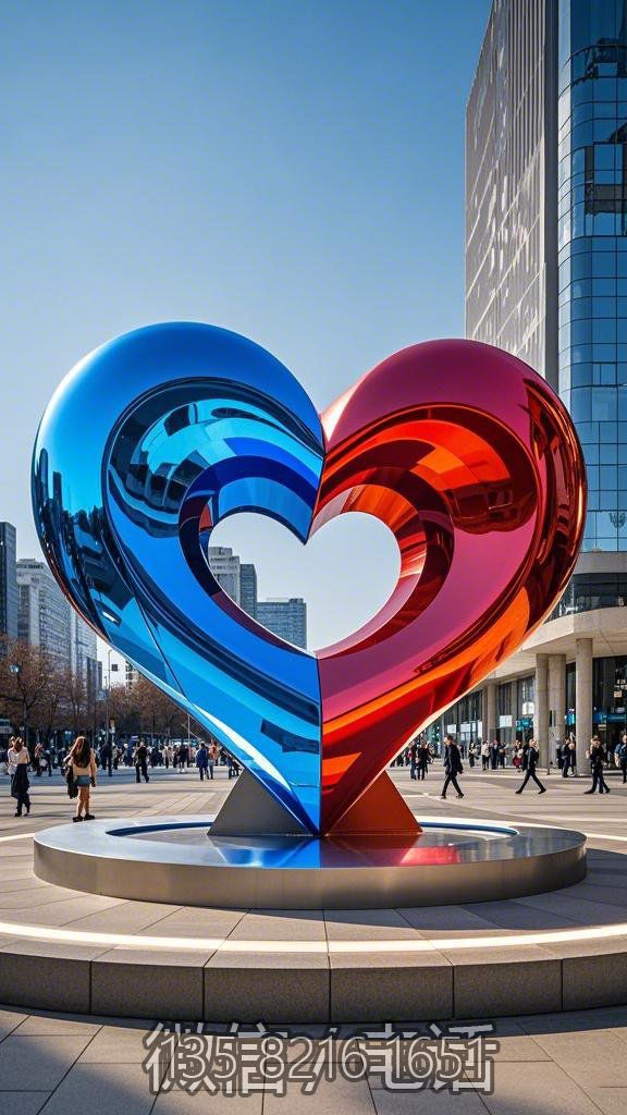 不銹鋼烤漆比心造型愛心雕塑