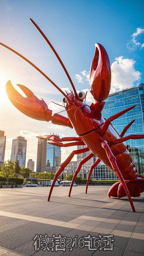 不銹鋼噴漆仿真龍蝦雕塑
