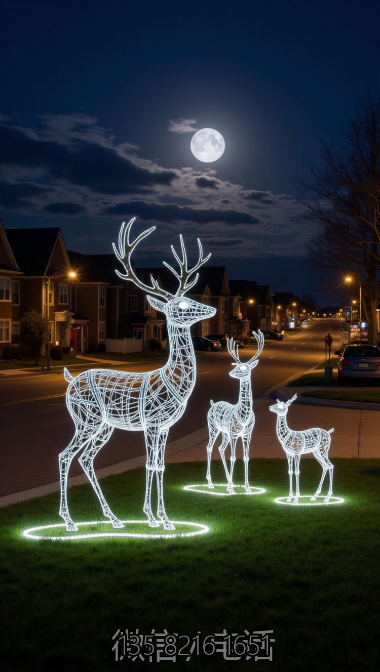 不銹鋼編織發(fā)光梅花鹿雕塑