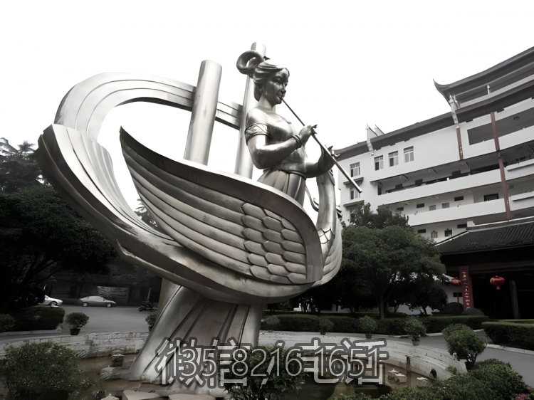 廣場(chǎng)景觀不銹鋼景觀裝飾擺件吹簫的仙女雕塑