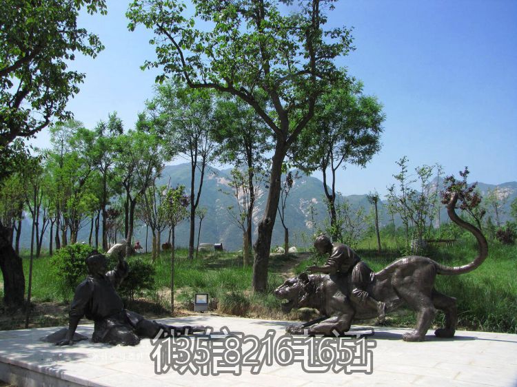 扼虎救父二十四孝鑄銅情景人物雕塑