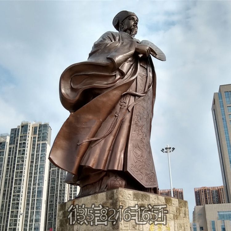 城市廣場大型人物銅像，古代歷史名人諸葛孔明諸葛亮雕塑