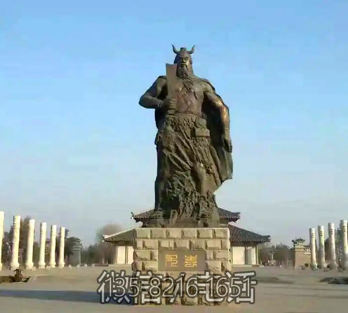 廣場(chǎng)景觀大型神話人物景觀玻璃鋼仿銅蚩尤雕塑