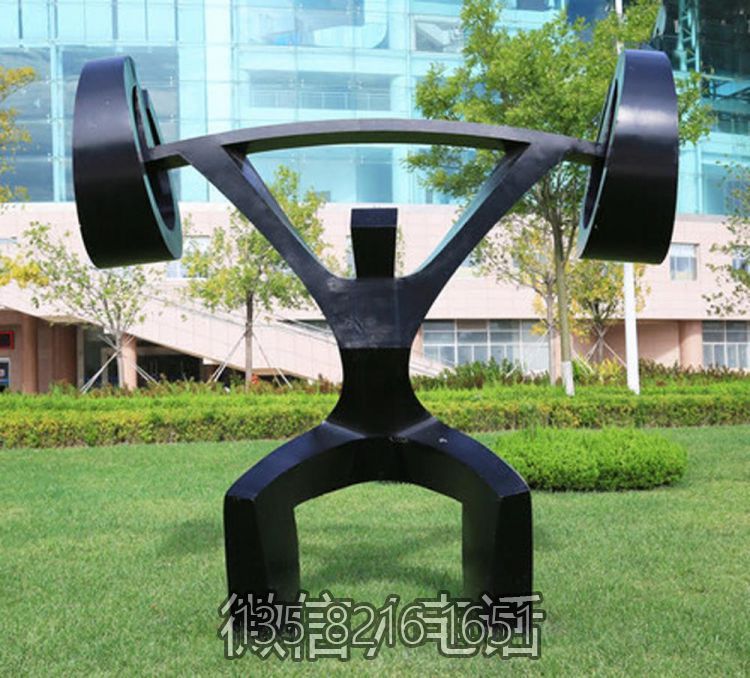 戶外草坪玻璃鋼仿銅體育運(yùn)動(dòng)抽象舉重人物雕塑