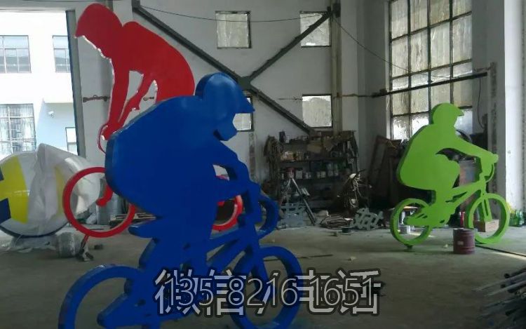 不銹鋼剪影景觀體育運(yùn)動(dòng)抽象騎自行車人物雕塑
